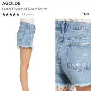 AGOLDE Parker High Rise Distressed Denim Shorts